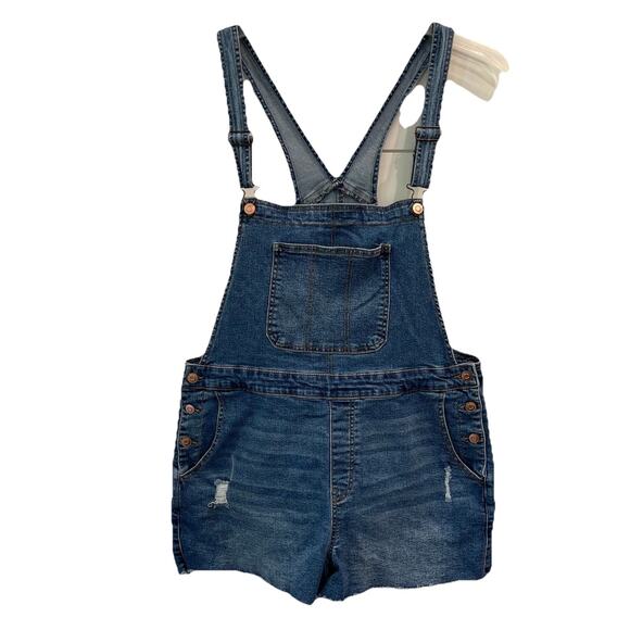 No Boundaries Bib Overall Shorts Womens Sz XXLBlue Boho Beachy Utility Shortalls - Picture 1 of 9